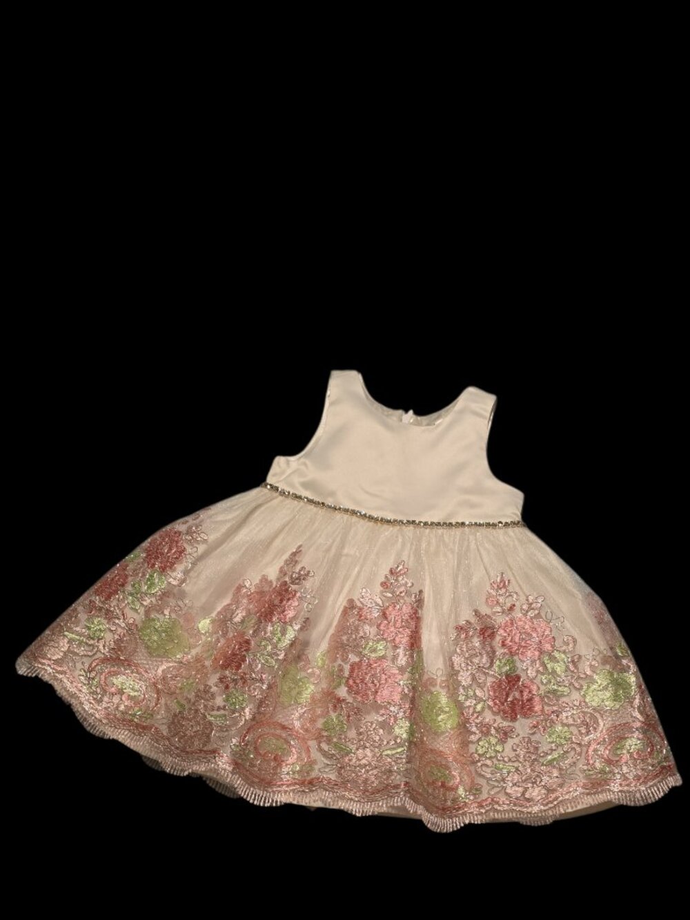 Size 12 Months Toddler American Princess Formal Dress Metallic Thread Embroidery